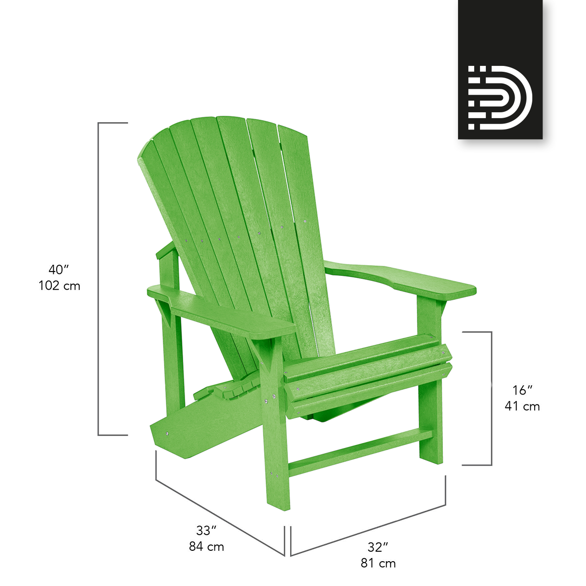  C01 Classic Adirondack Chair - kiwi green 17