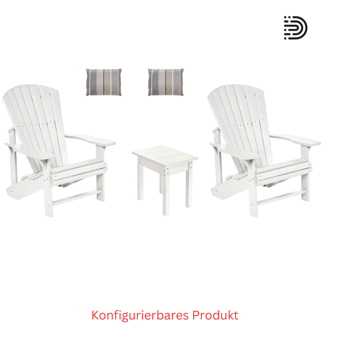  Set 2 x Adirondack Chair  1 x Side Table 2 x Kissen