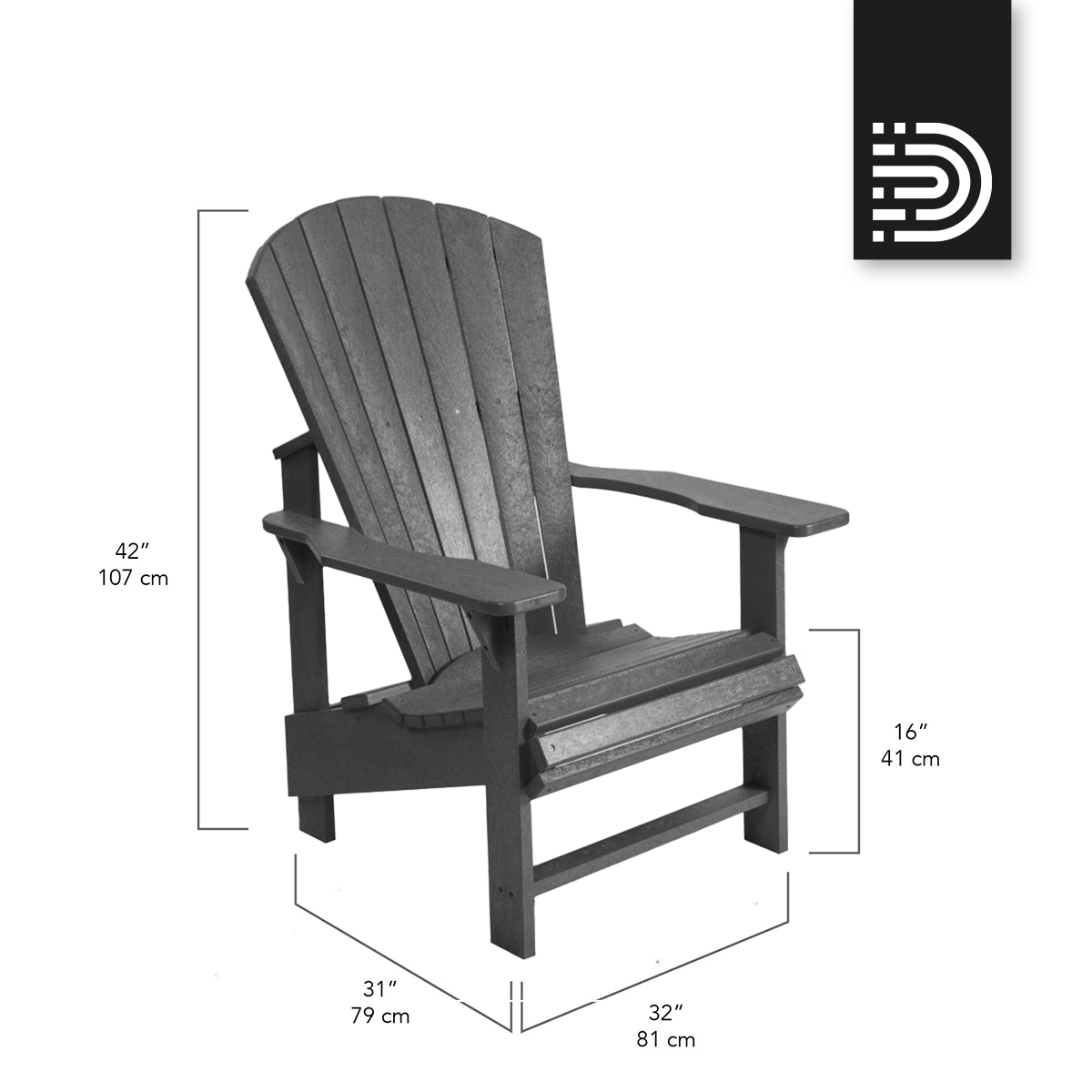 C03 Upright Adirondack Chair - Forest green -06