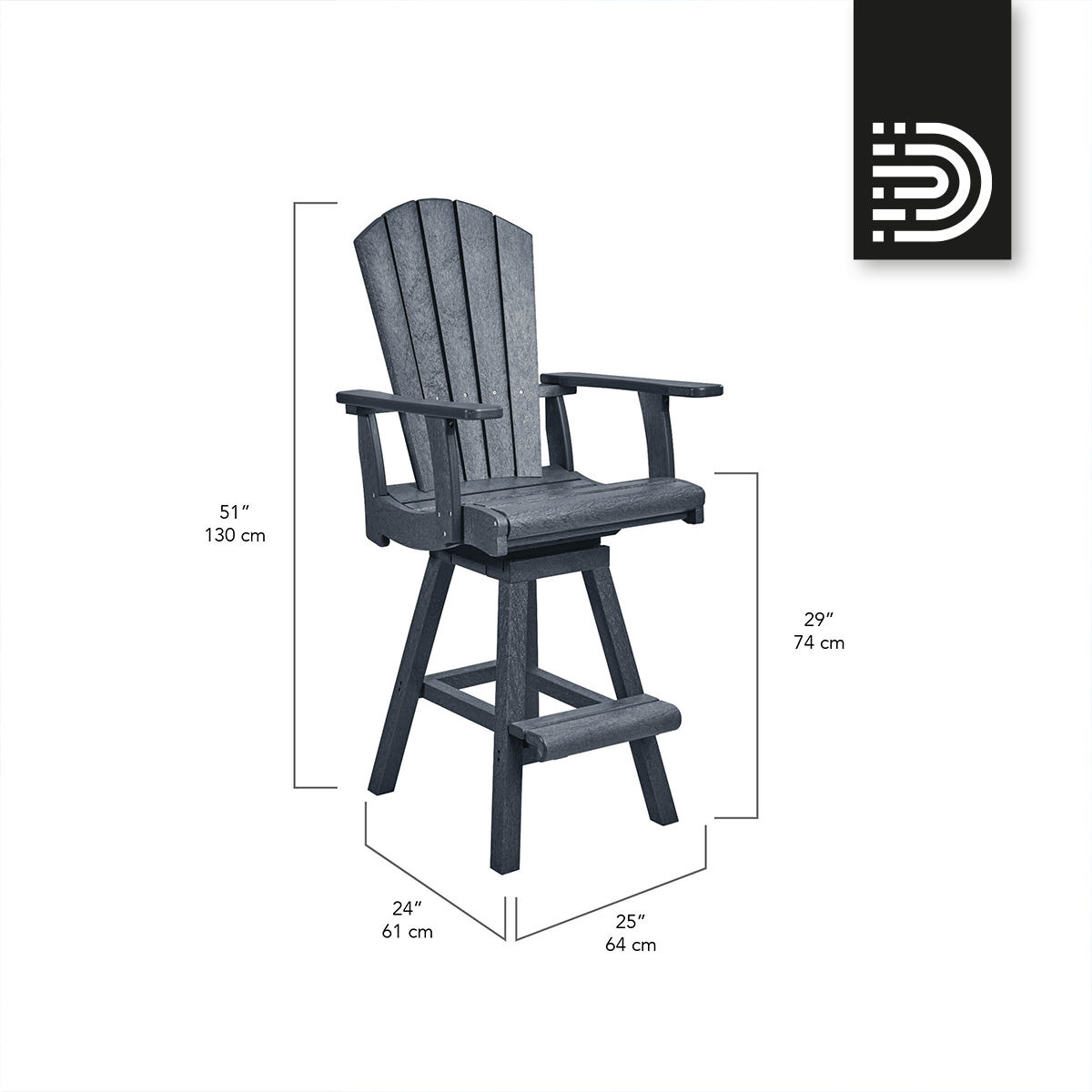 C25 Swivel Pub Arm Chair - white 02