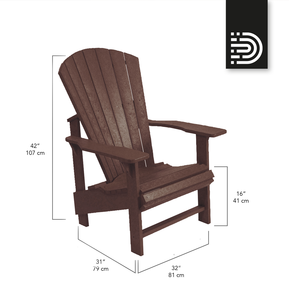 C03 Upright Adirondack Chair -  chocolate 16
