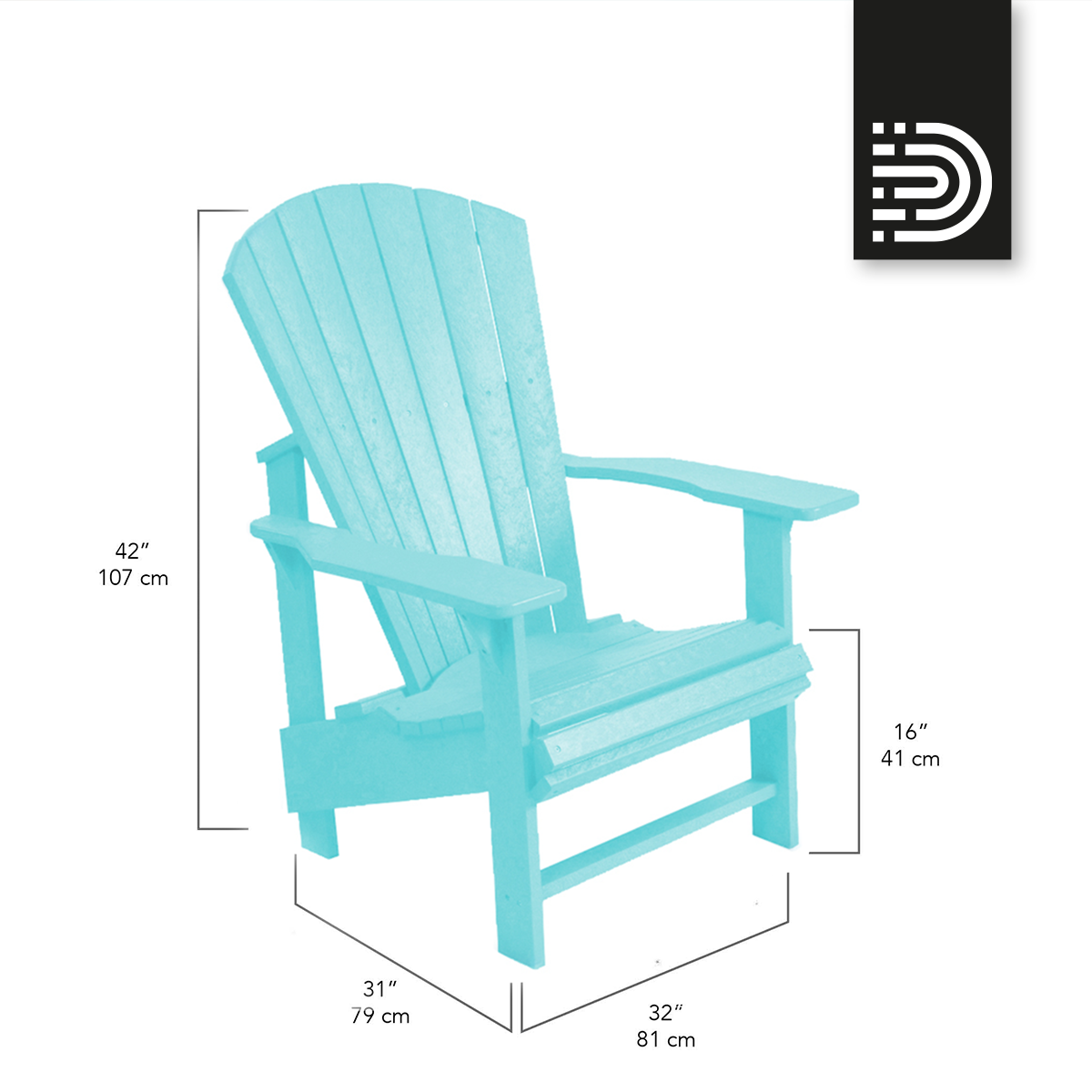 C03 Upright Adirondack Chair - aqua 11