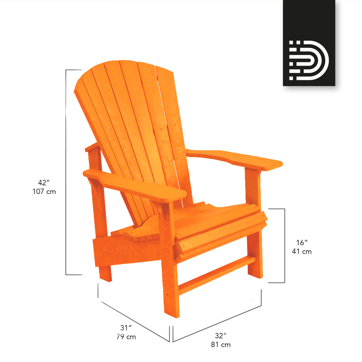 C03 Upright Adirondack Chair -  Orange 13
