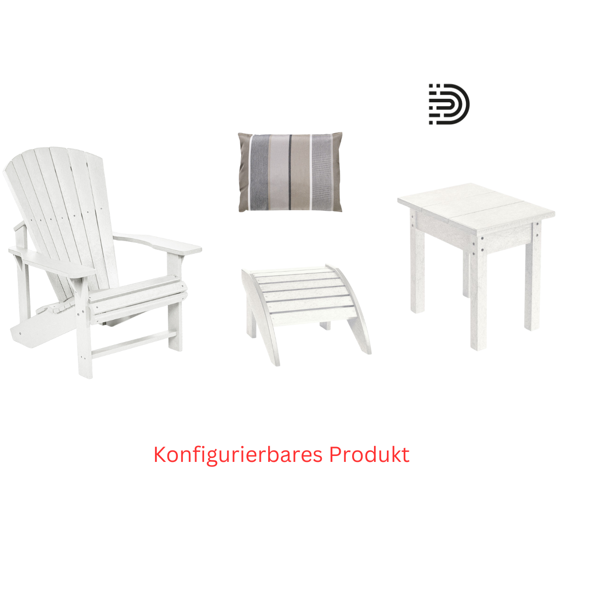  Set Adirondack Chair mit Footstool Side Table und Kissen 