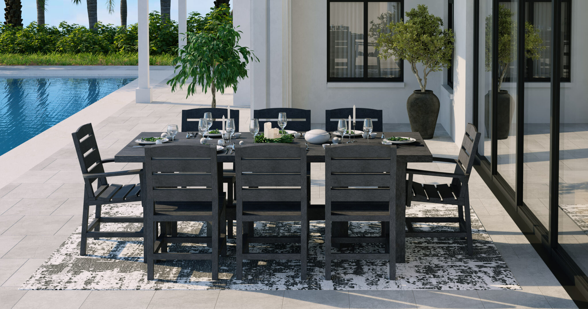 Napa Dining Set 1x T301 + 6 x C303 Essgruppen Set schwarz