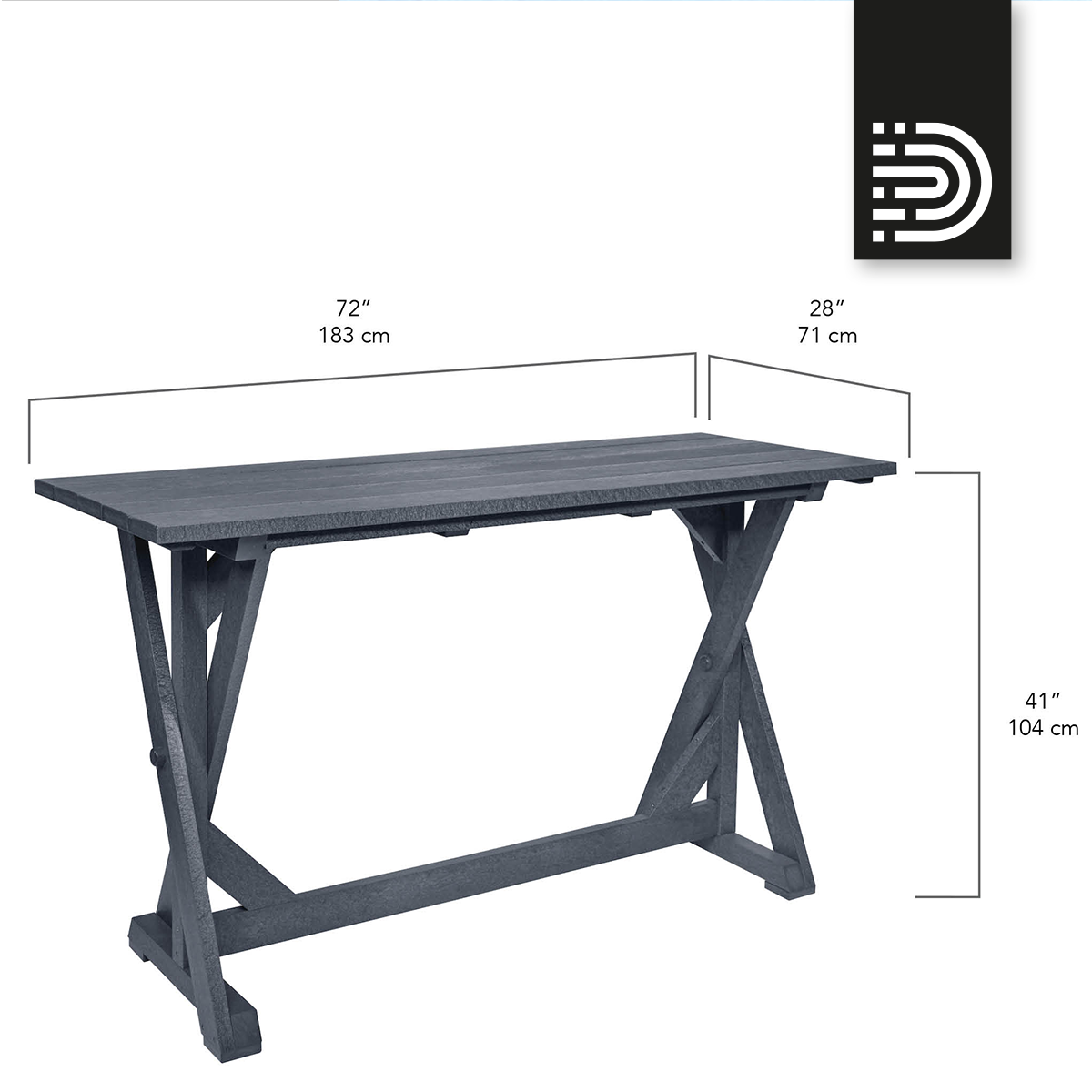 T202 Harvest Bar Table  - slate grey 18